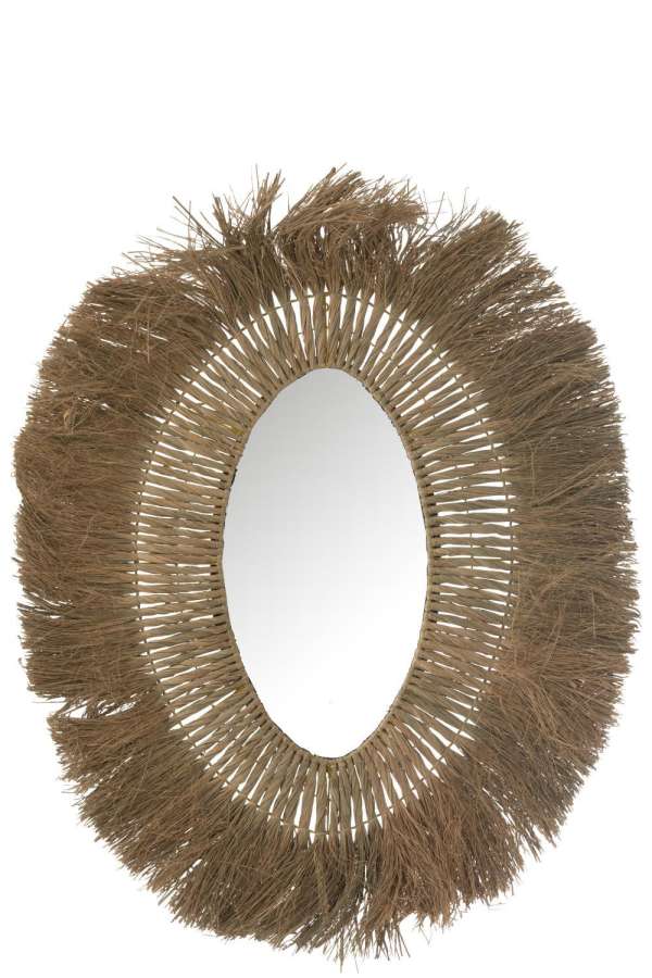 MIRROR OVAL BRAIDED GRASS NATURAL