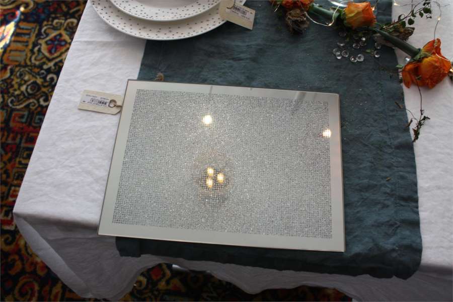 Speilfat/Spisebrikke Speil/Sølv Stor 30X40cm