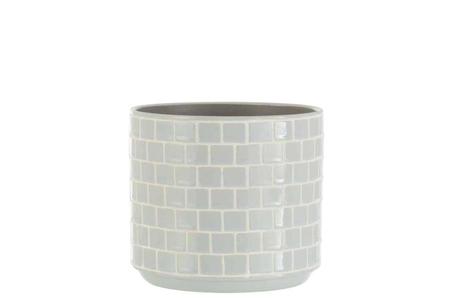 FLOWERPOT SHINY SQUARE CERAMIC BLUE LARGE