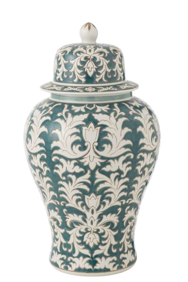 JAR VICTORIA AMPHORA PORCELAIN GREEN/WHITE