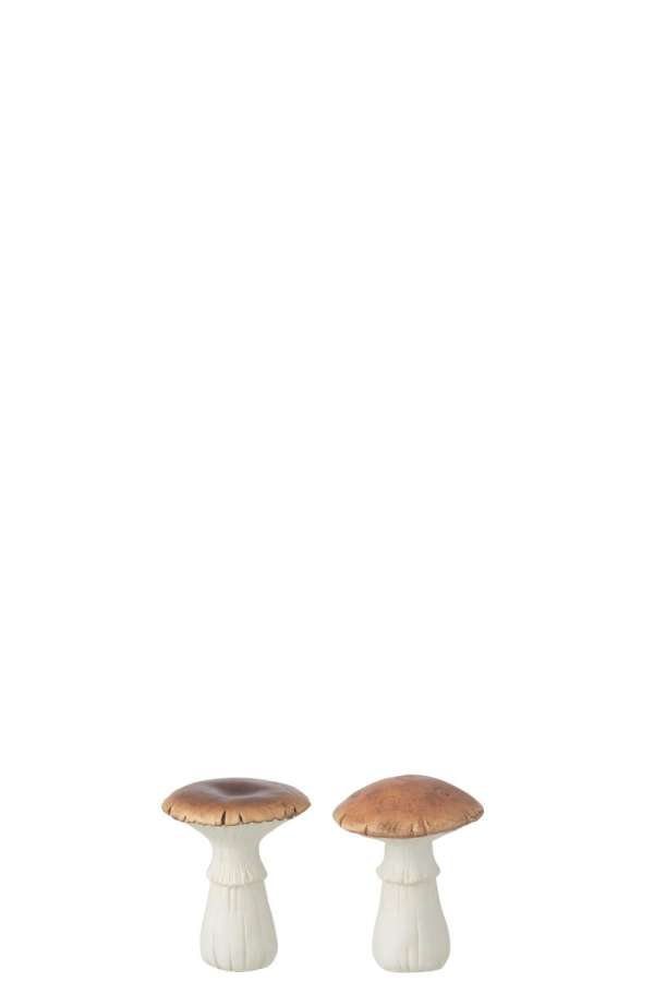 MUSHROOM PORCELAIN WHITE/BROWN SMALL ASSORTMENT OF 2