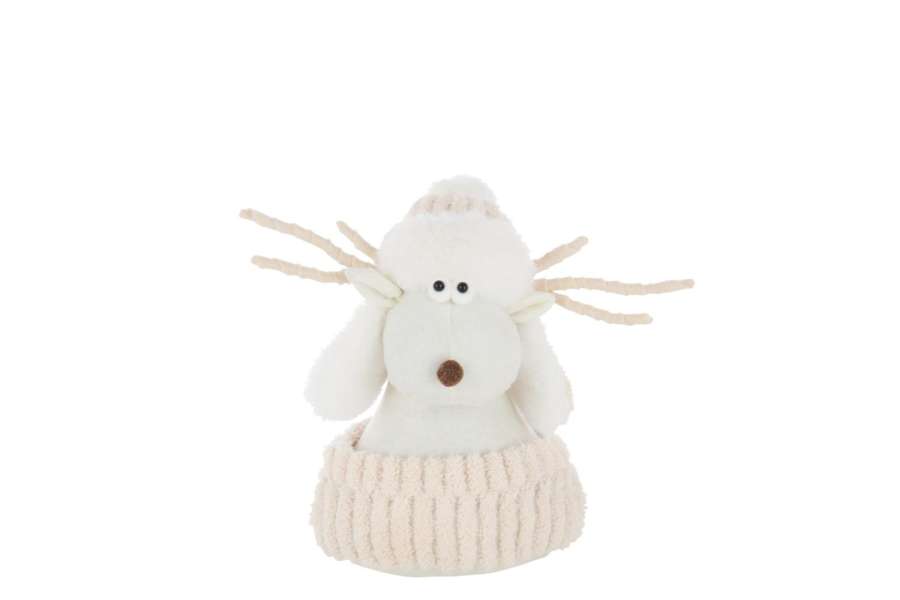 REINDEER FUR HAT POLYESTER WHITE/ECRU LARGE