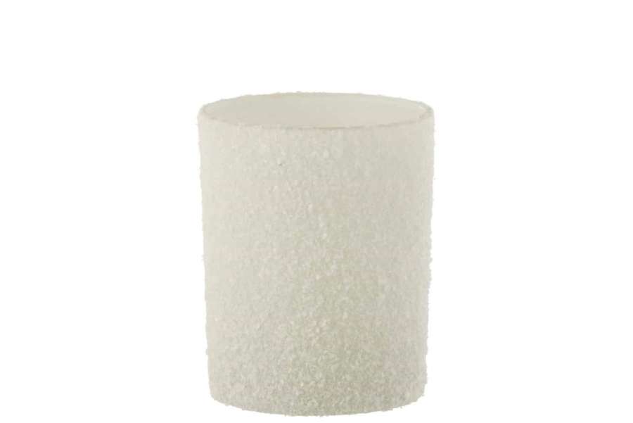 TEALIGHT HOLDER SNOWY GLASS WHITE LARGE