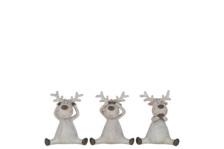 DEER SEE/HEAR/SPEAK SITTING RESIN BROWN MEDIUM ASSORTMENT OF 3