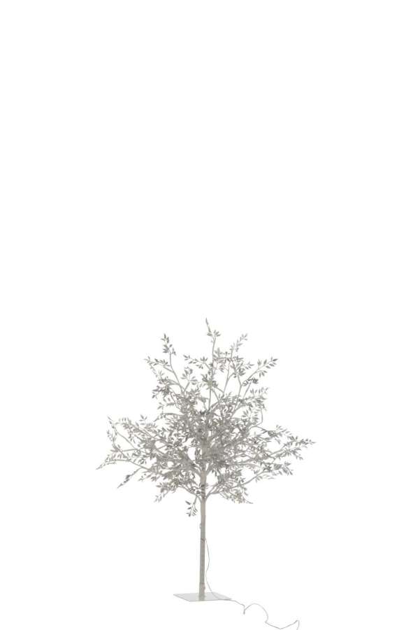 TREE LEAVES GLITTER+LED METAL SILVER METAL