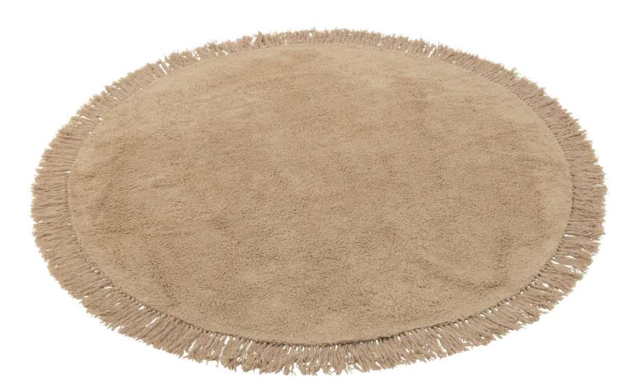 RUG ROUND+FRINGES DARK BEIGE