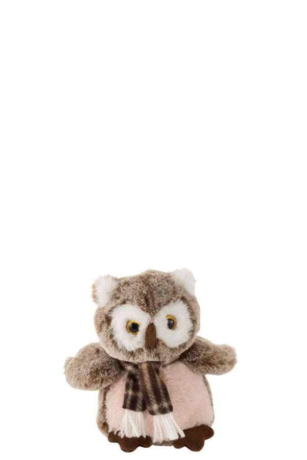 OWL+SCARF PLUSH BROWN/BEIGE SMALL