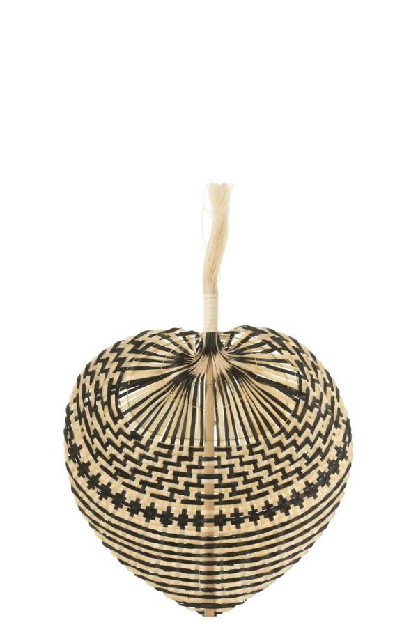 FAN WOVEN BAMBOO NATURAL/BLACK SMALL