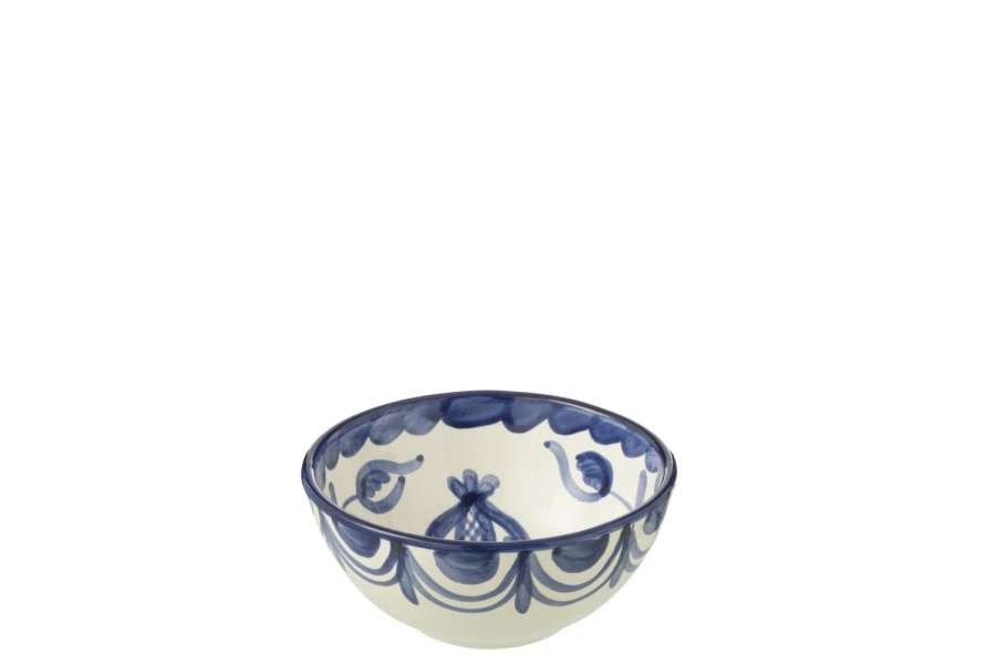 BOWL GRANADA HIGH CERAMIC WHITE/COBALTO BLUE SMALL