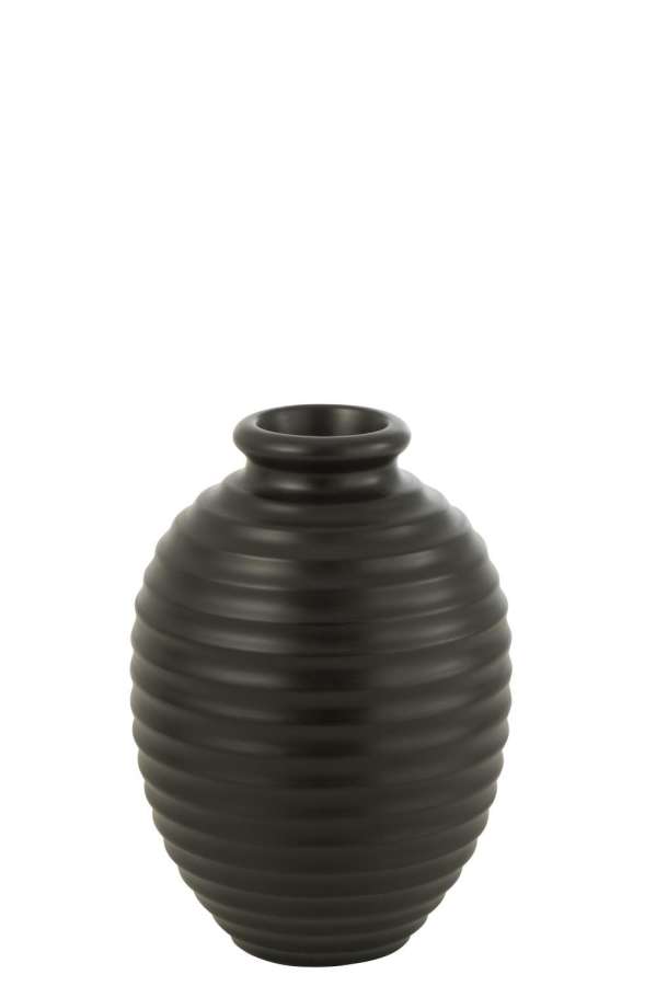 FLOWER POT OVAL TERRACOTTA BLACK SMALL