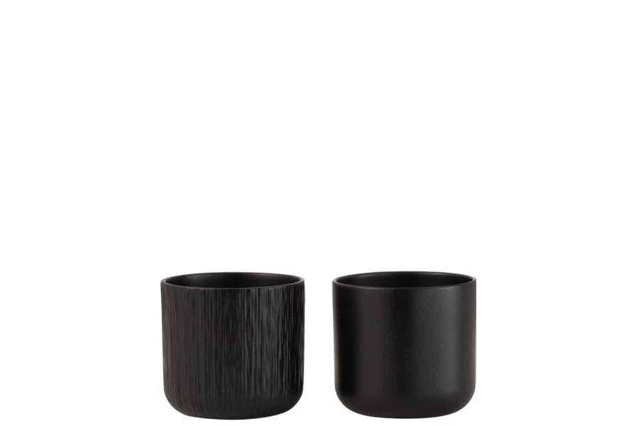 FLOWERPOT GEN CERAMIC BLACK SMALL ASSORTMENT OF 2