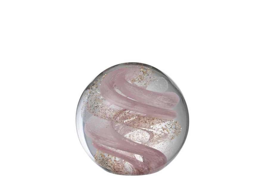 PAPERWEIGHT GARLAND GLASS GOLD/PINK/WHITE LARGE