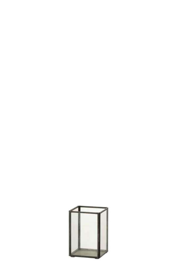CANDLEHOLDER GLASS/METAL BLACK SMALL