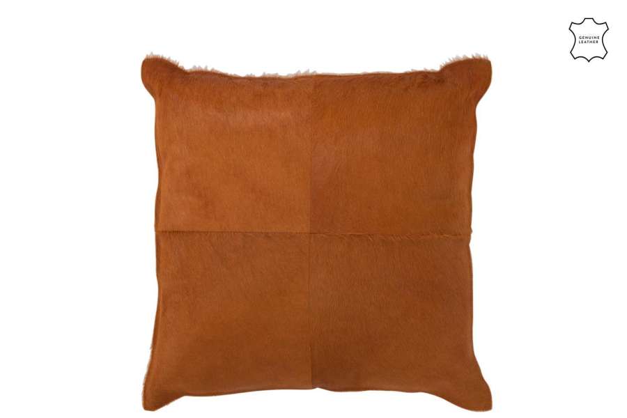 CUSHION COWHAIR LEATHER CAMEL