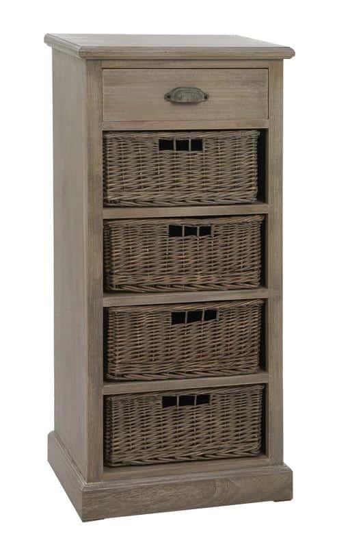 CABINET 4 BASKET + DRAW WD GREY W