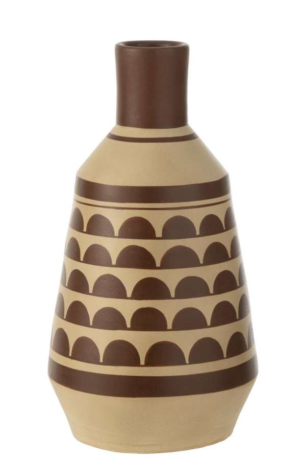VASE PATTERN HALF-CIRCLES TERRACOTTA WHITE/BROWN