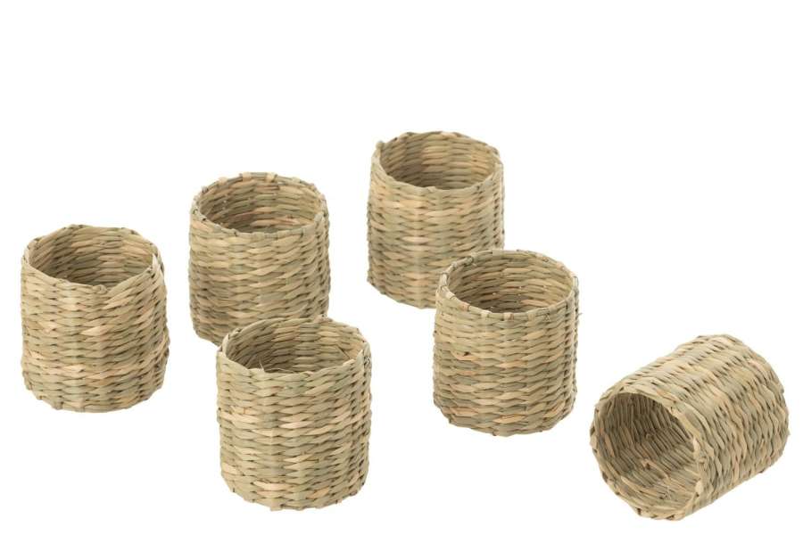 SET OF 6 NAPKIN RING SEAGRASS NATURAL