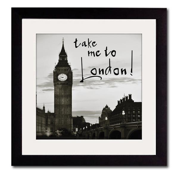 Bilde M/Ramme/Glass og passpartout- London -46X46cm