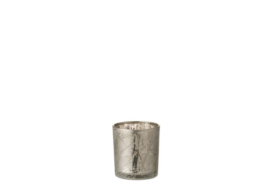 TEALIGHT HOLDER BRANCHES GLASS GREY SMALL