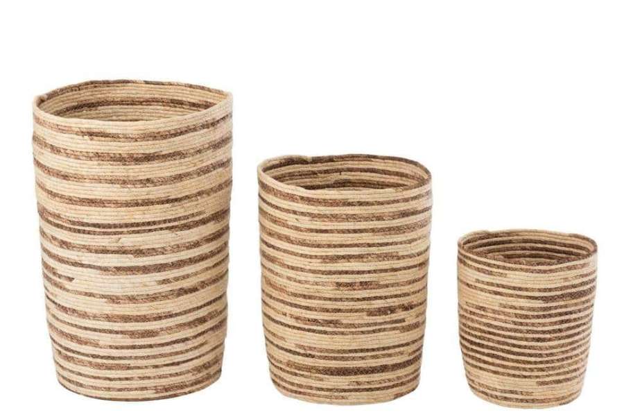 SET OF 3 BASKETS MAÏS BEIGE/BROWN