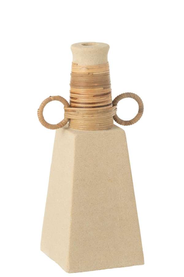 VASE CELINE RINGS ROUND CEMENT SAND NATURAL