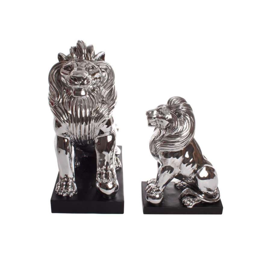 Figur Løve Sølv Liten 25X35Cm