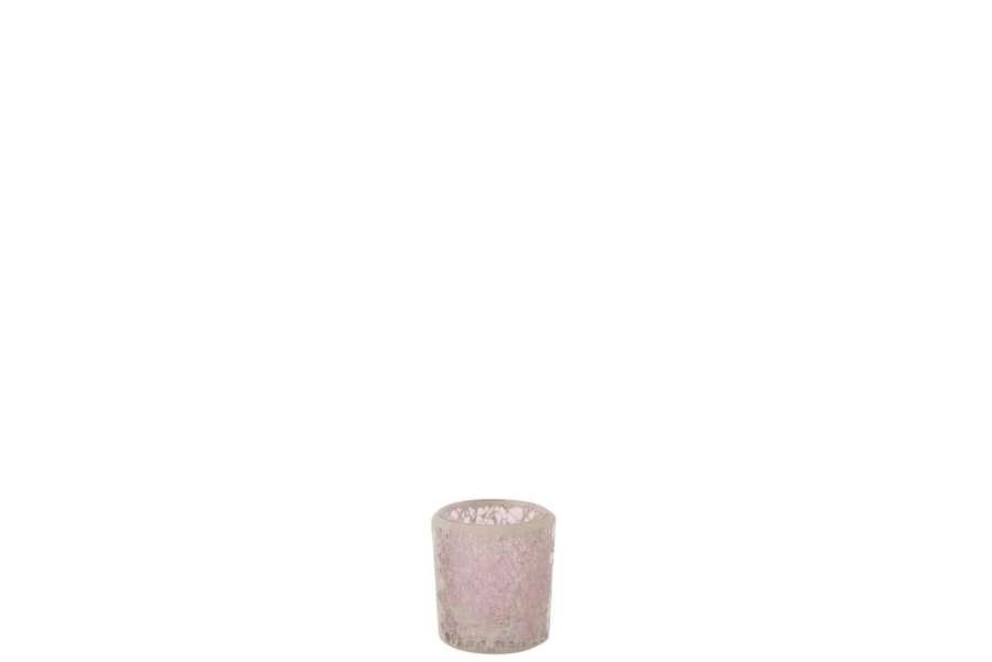 TEALIGHT HOLDER MOSAIC STRAIGHT GLASS PINK