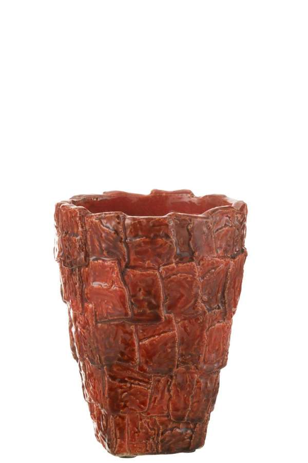 VASE AKANE CERAMIC RED MEDIUM