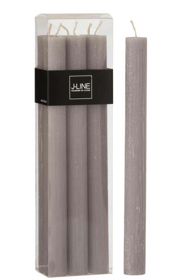 BOX 6 TABLE CANDLE  DARK GREY9H