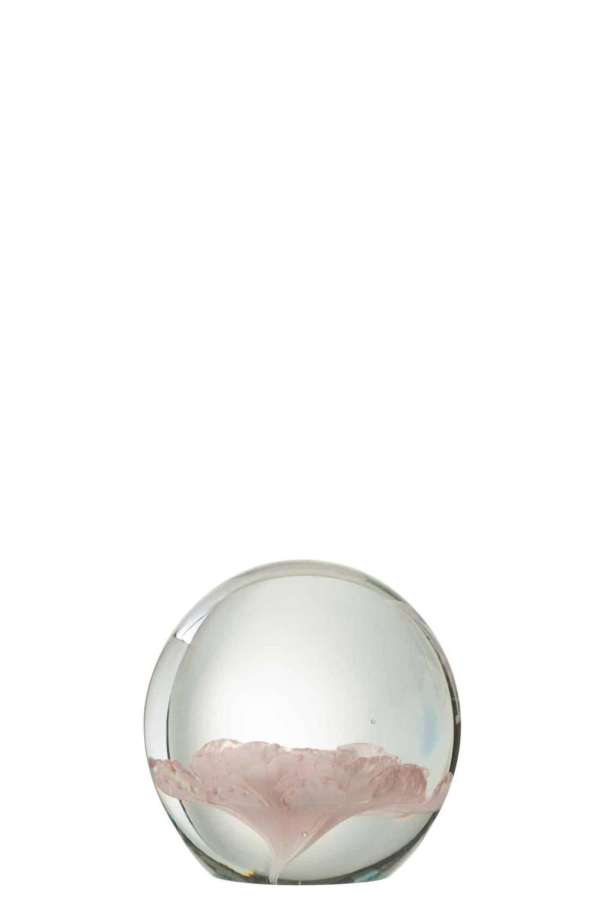 PAPERWEIGHT ROSE GLASS PINK SMALL