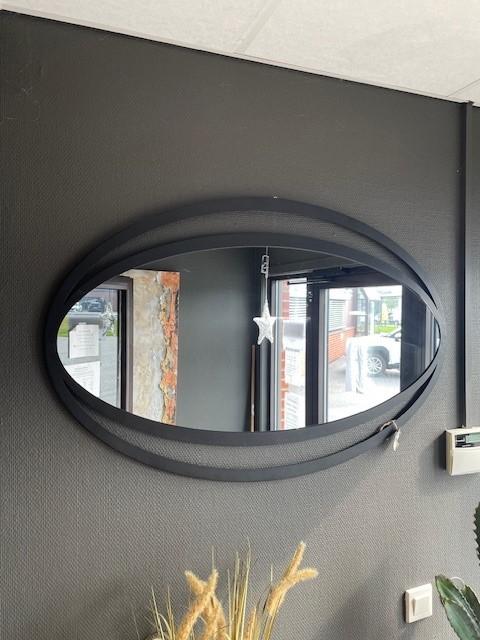 Speil Sort Ovalt 100X65Cm