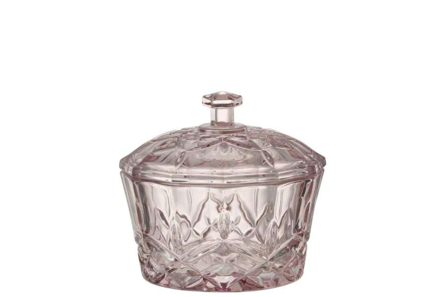 JAR MALI CUT GLASS PINK