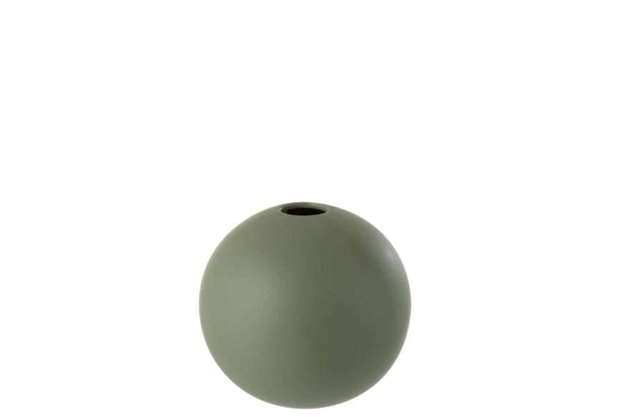 VASE BALL CERAMIC GREEN MEDIUM