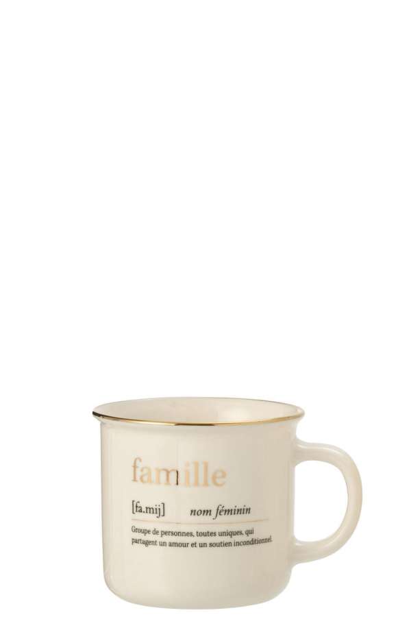 MUG MESSAGE FAMILLE MAISON CERAMIC GOLD ASSORTMENT OF 2