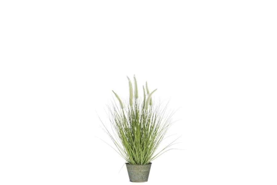 GRASSES+TAILS IN POT METAL GREEN PLASTIC GREEN SMALL