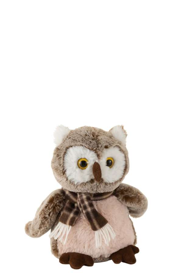 OWL+SCARF PLUSH BROWN/BEIGE MEDIUM