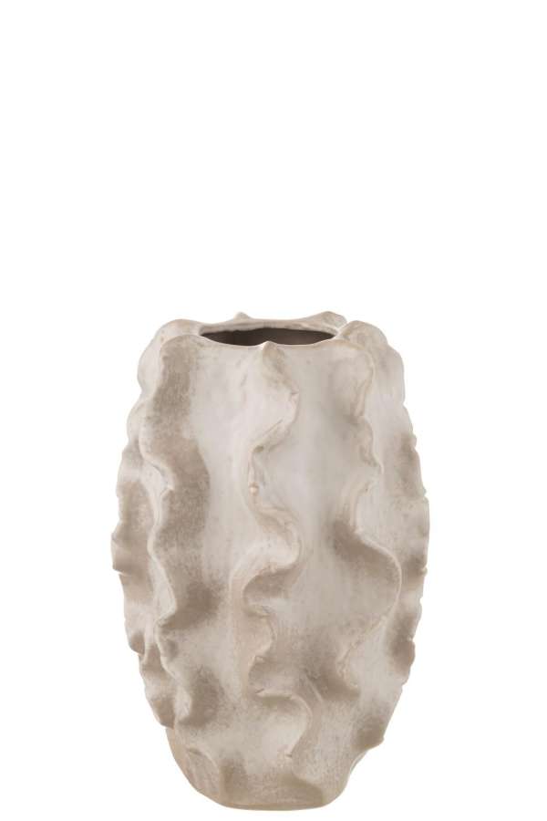 VASE ABSTRACT WAVES CLAY BEIGE SMALL
