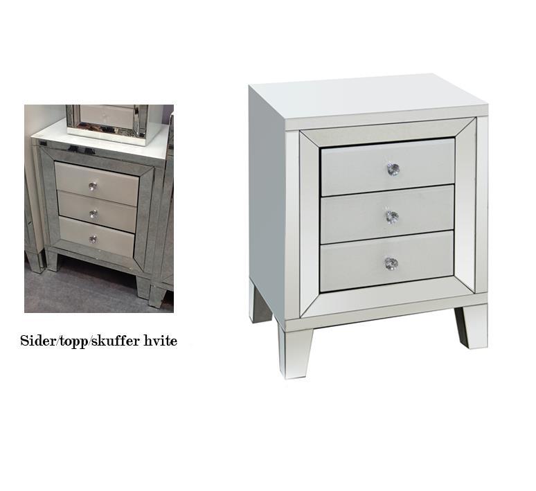 Nattbord Speil/Hvit 51X35X66Cm