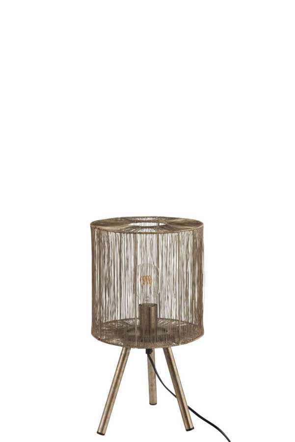 TABLE LAMP METAL ANTIQUE BROWN SMALL