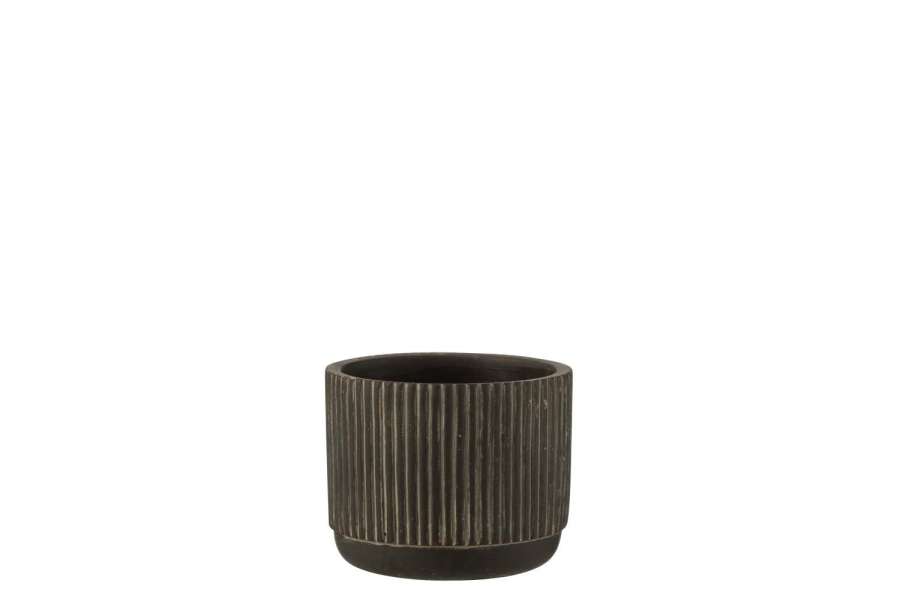 FLOWERPOT LINE CERAMIC BLACK/BROWN SMALL