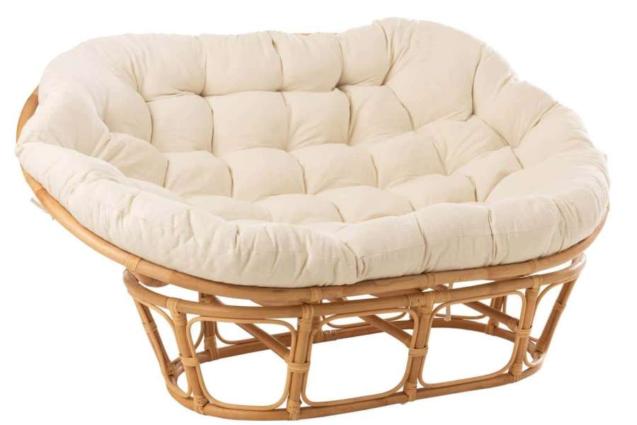 SEAT RONI WITH CUSHION RATTAN NATURAL/WHITE