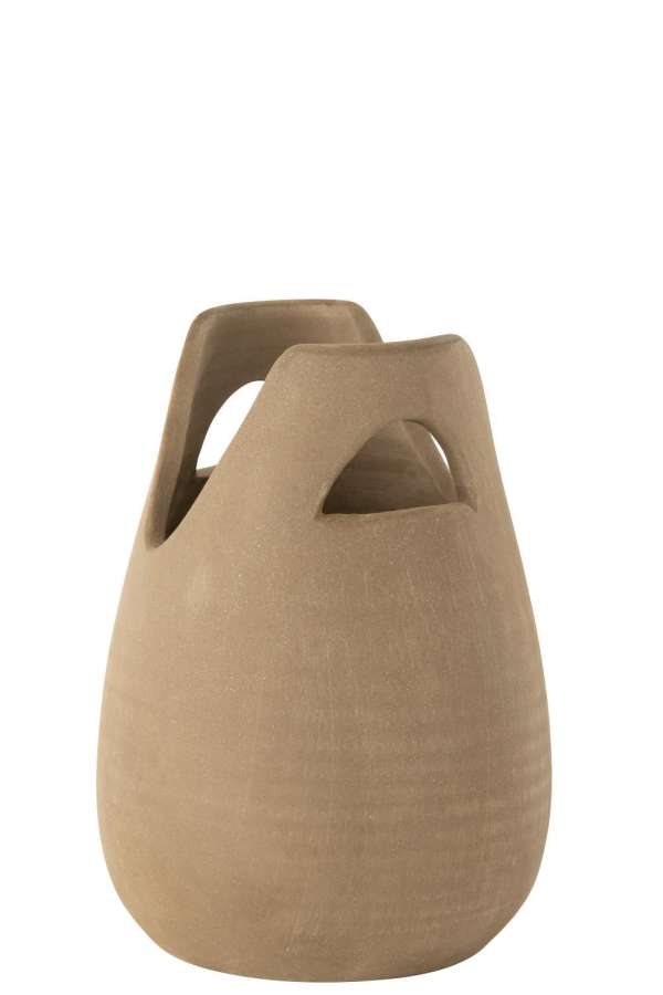 VASE HANDLE CERAMIC BEIGE SMALL