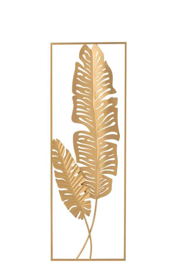 WALL DECORATION LEAF METAL GOLD