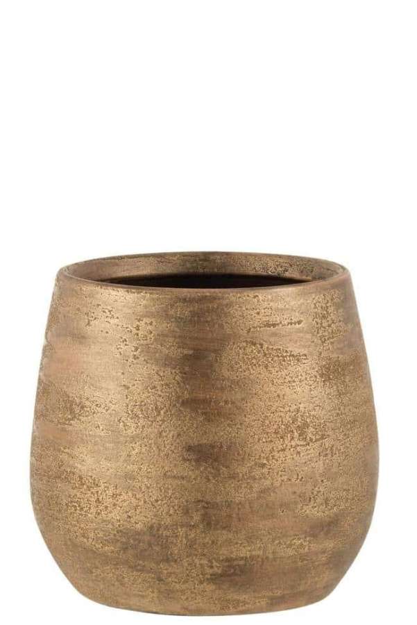 FLOWERPOT IRREGULAR ROUGH CERAMIC GOLD LARGE