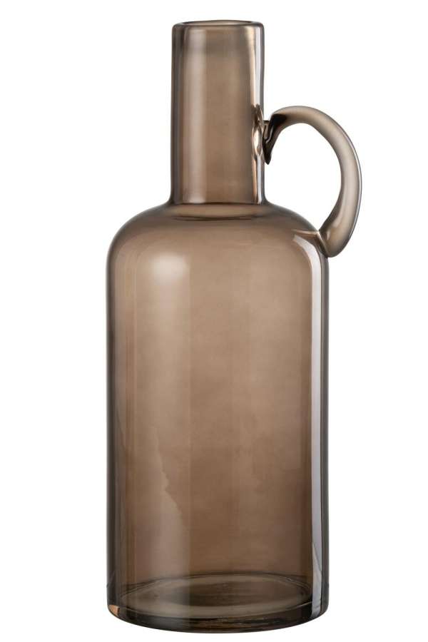 VASE CYLINDER 1 HANDLE GLASS GREY