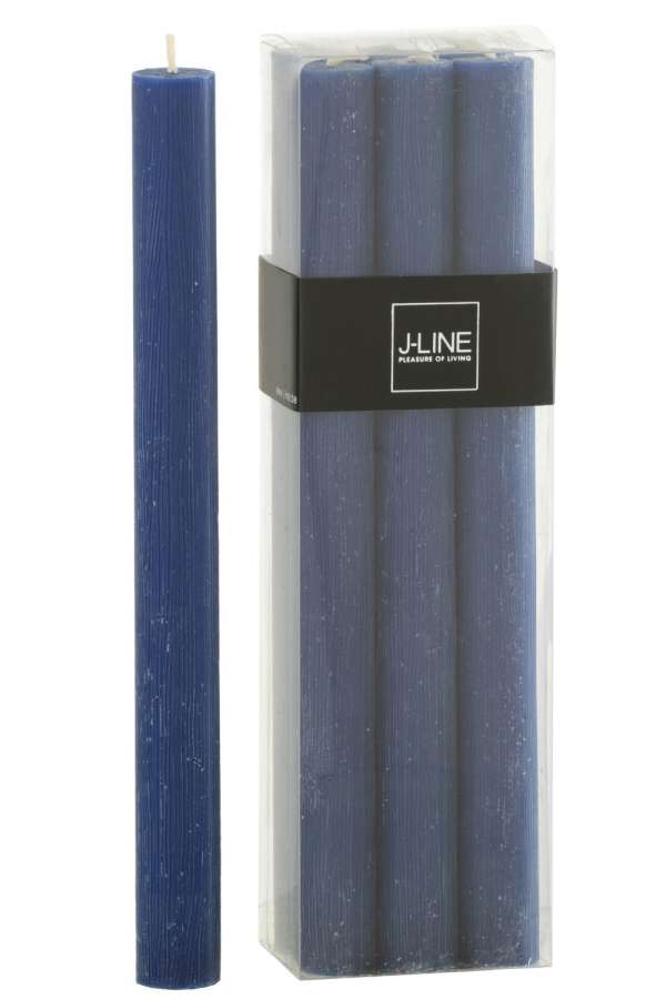 BOX OF 6 TABLE CANDLE DARK BLUE 9H