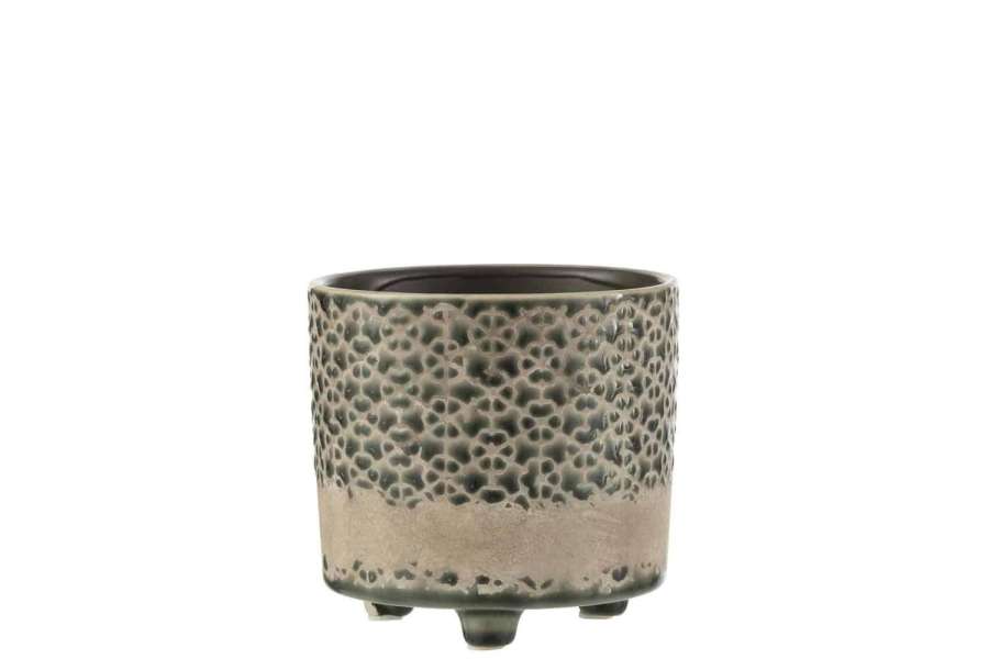 FLOWERPOT MOSAIC CERAMIC GREY/BLUE SMALL