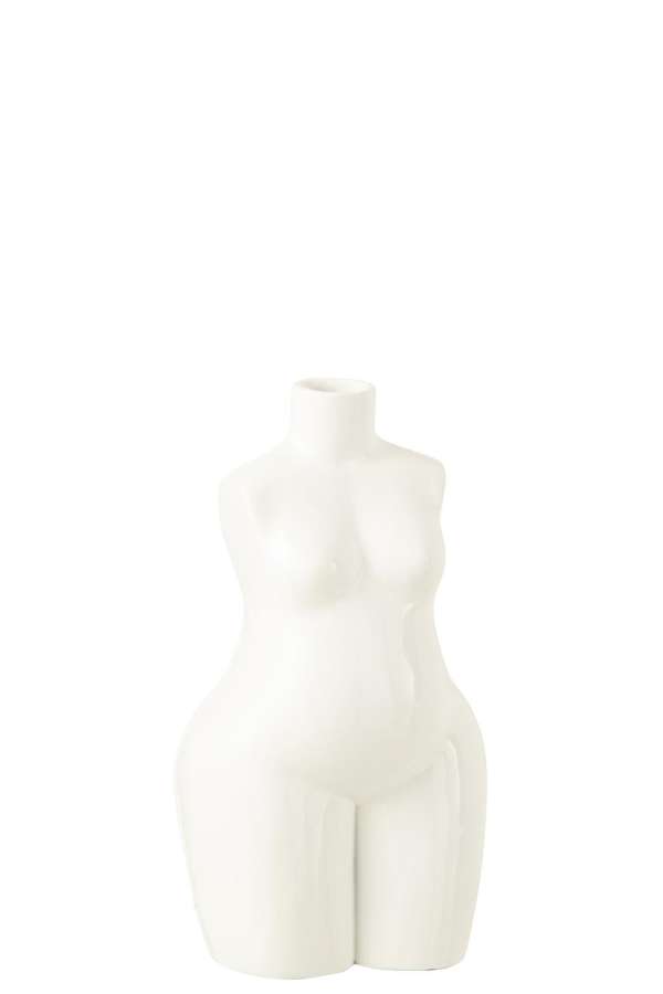 VASE LADY BODY POLYRESIN SHINY WHITE SMALL