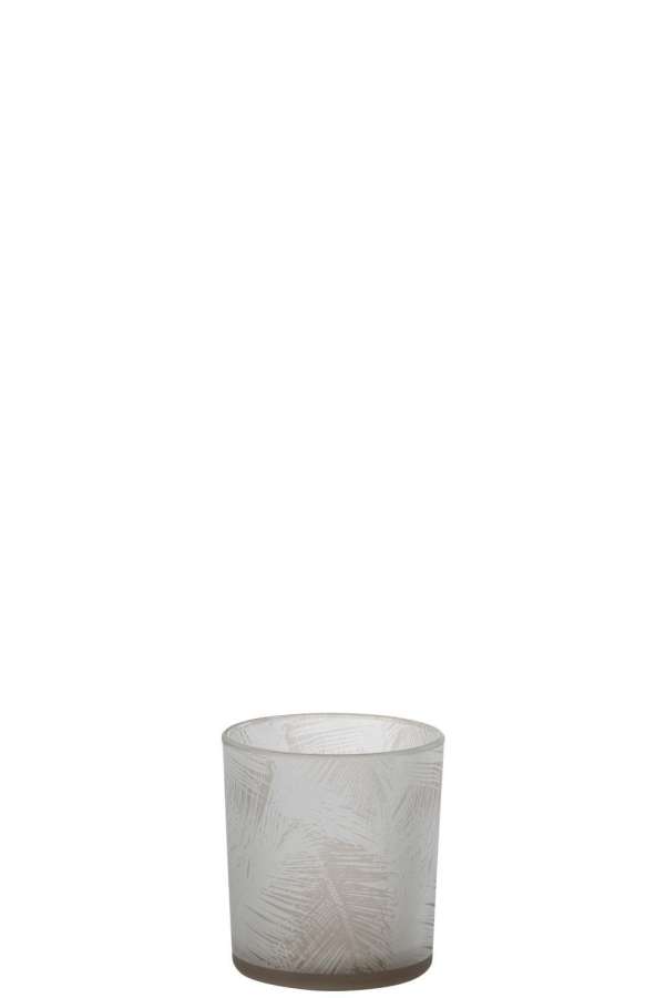 TEALIGHT HOLDER LEAVES GLASS BEIGE SMALL