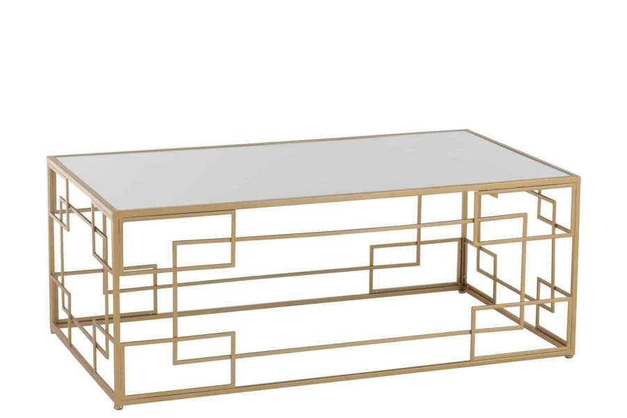 COFFEE TABLE LINES METAL/GLASS GOLD